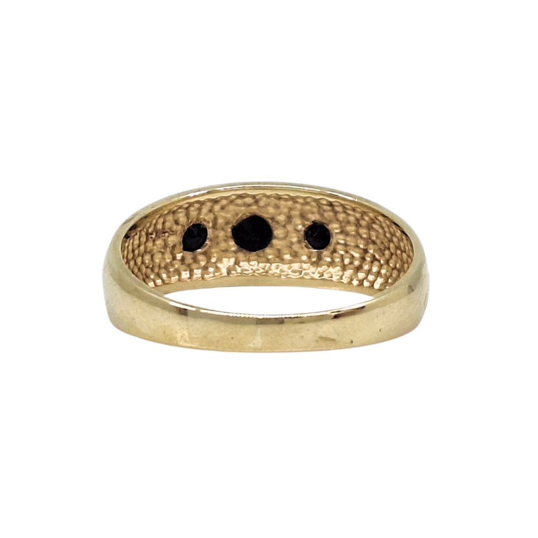 9ct Yellow Gold Three Stone Sapphire Signet Ring