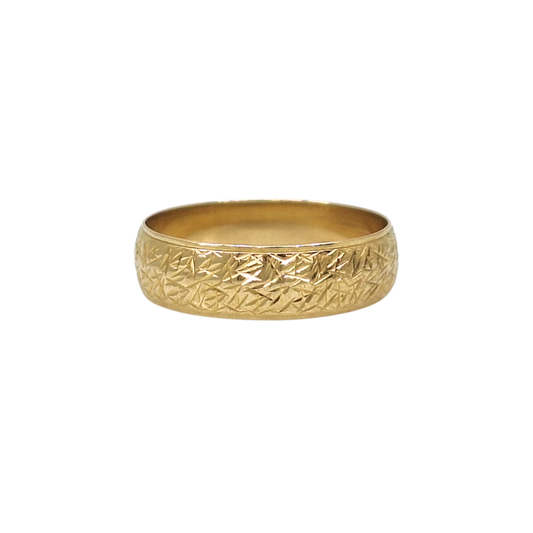 18ct Yellow Gold Patterned Wedding Ring