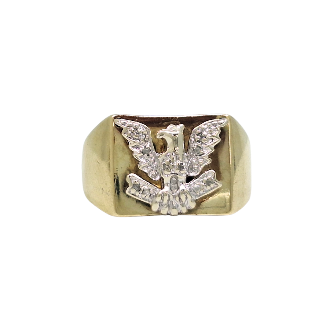 9ct Yellow Gold Diamond Eagle Ring