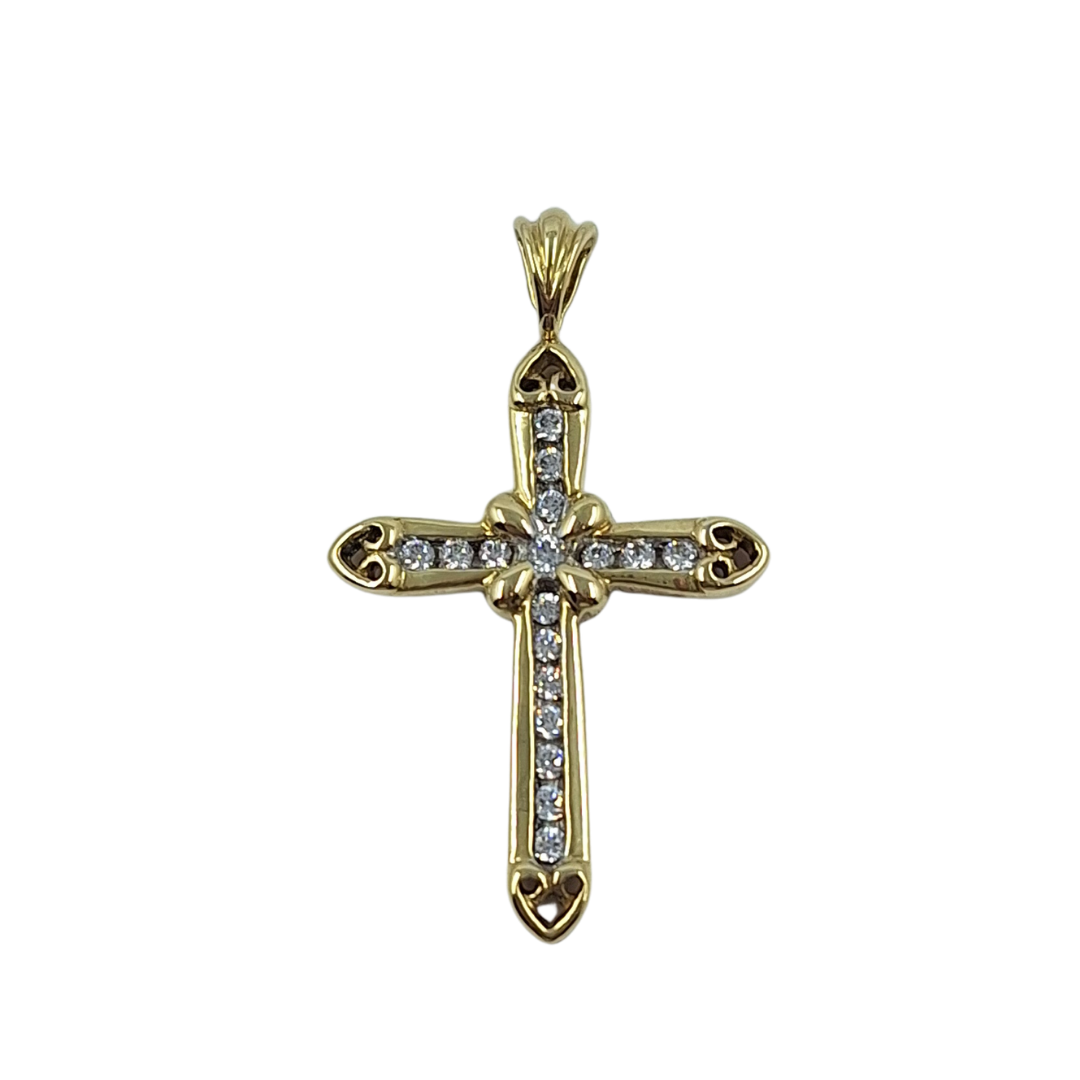 9ct Yellow Gold CZ Cross Pendant