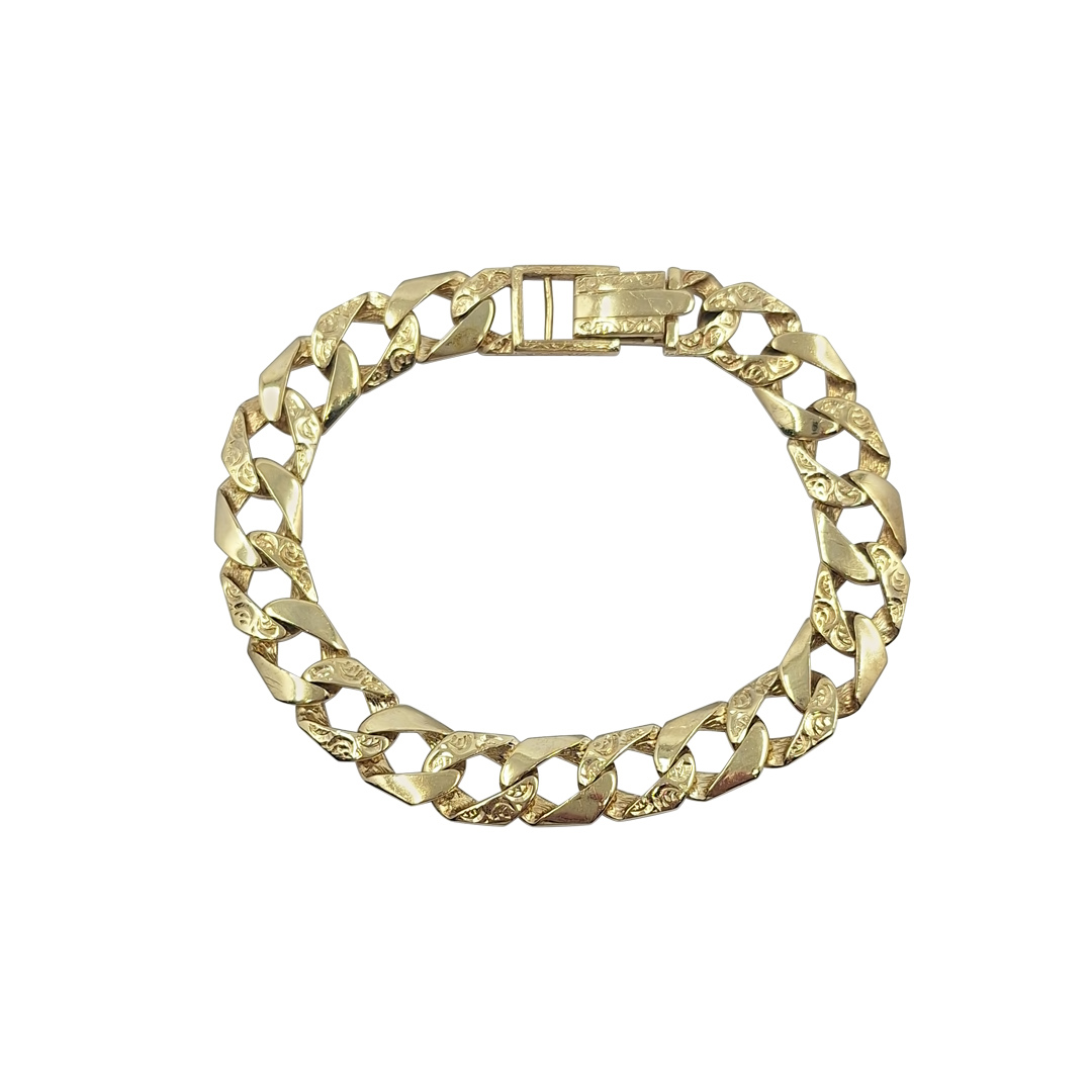 9ct Yellow Gold Patterned Curb Bracelet