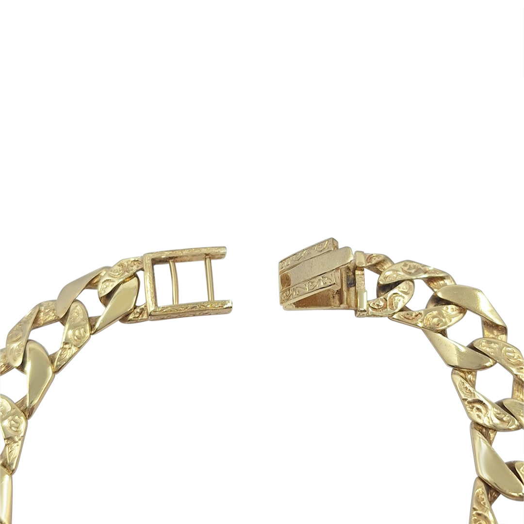 9ct Yellow Gold Patterned Curb Bracelet