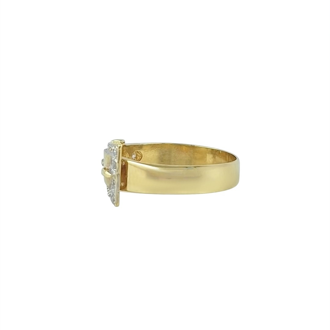 9ct Yellow Gold CZ Buckle Ring
