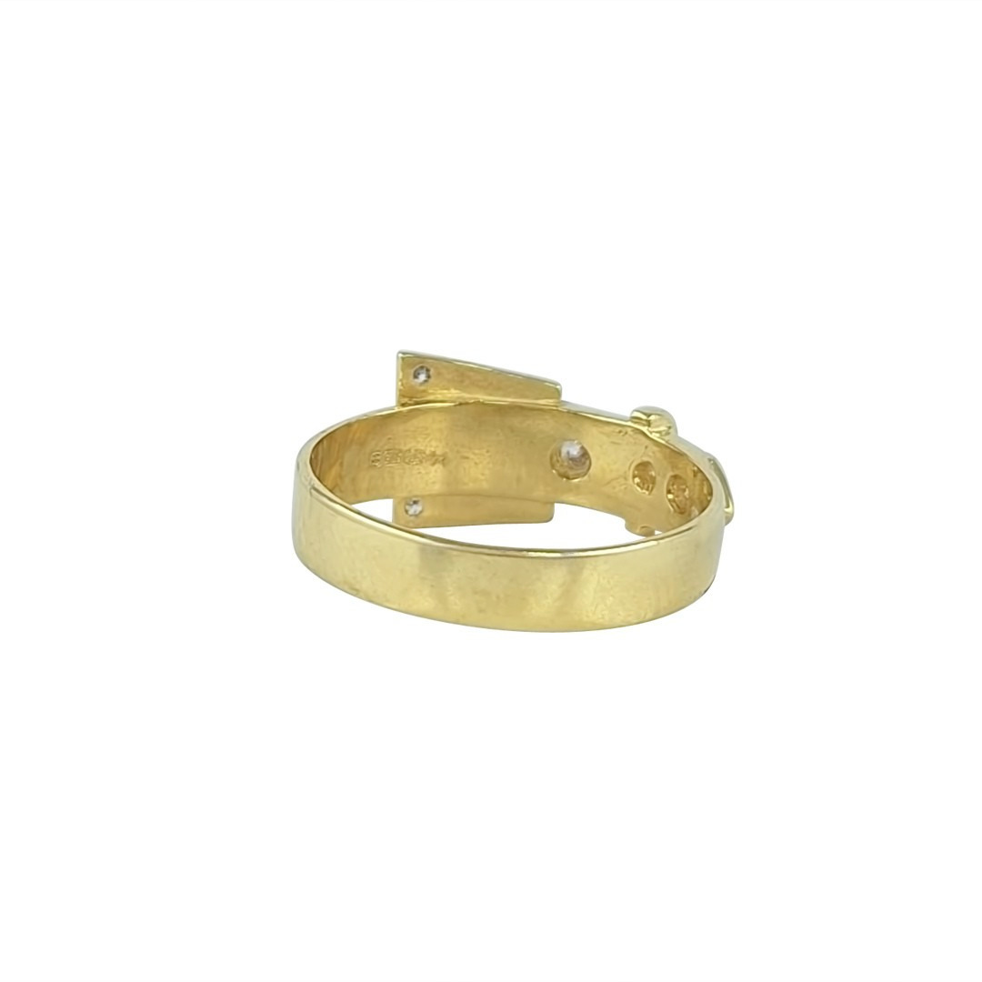 9ct Yellow Gold CZ Buckle Ring