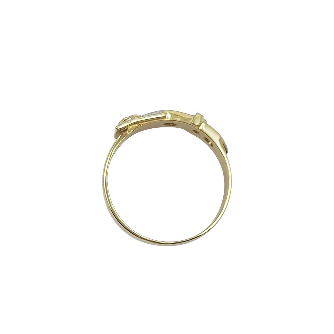 9ct Yellow Gold CZ Buckle Ring