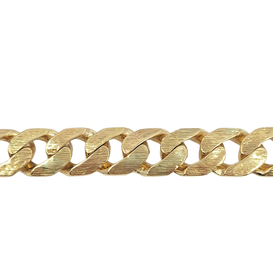 9ct Yellow Gold Patterned Curb Bracelet 9"