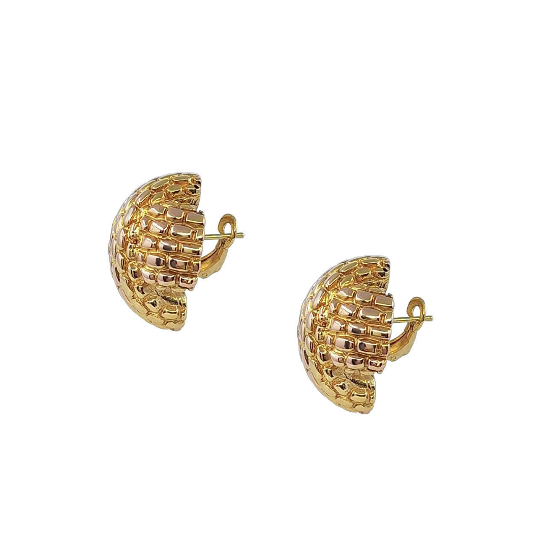 18ct Yellow Gold Woven Cross Clip Earrings