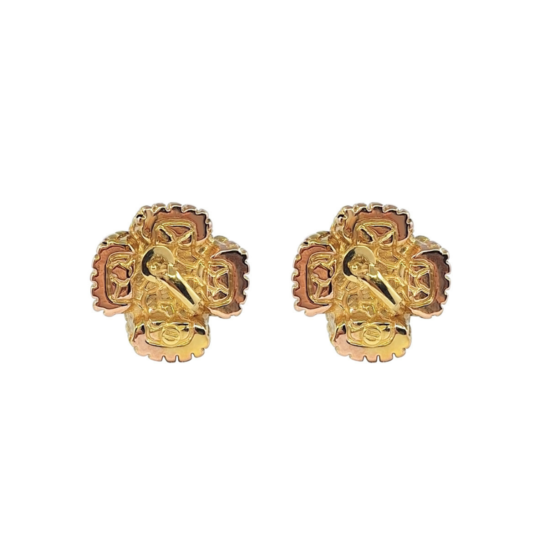 18ct Yellow Gold Woven Cross Clip Earrings