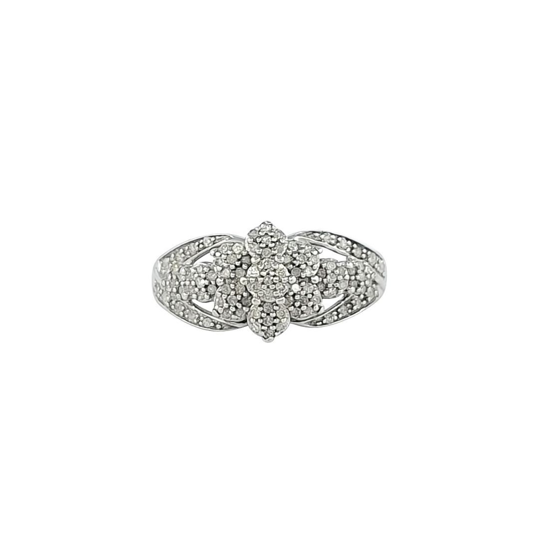 9ct White Gold Diamond Fancy Cluster Ring