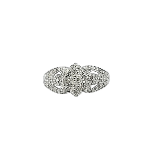9ct White Gold Diamond Fancy Cluster Ring