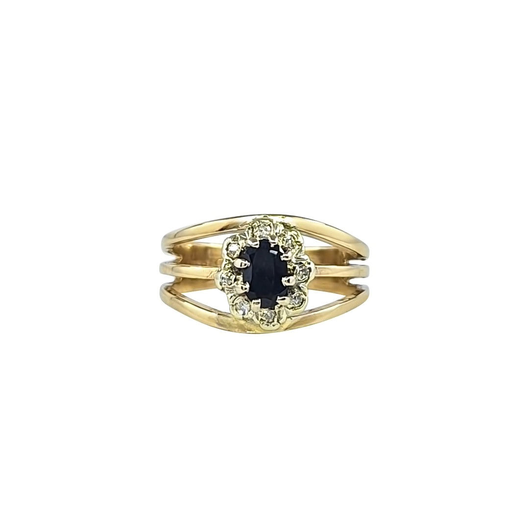 9ct Yellow Gold Sapphire & Diamond Ring