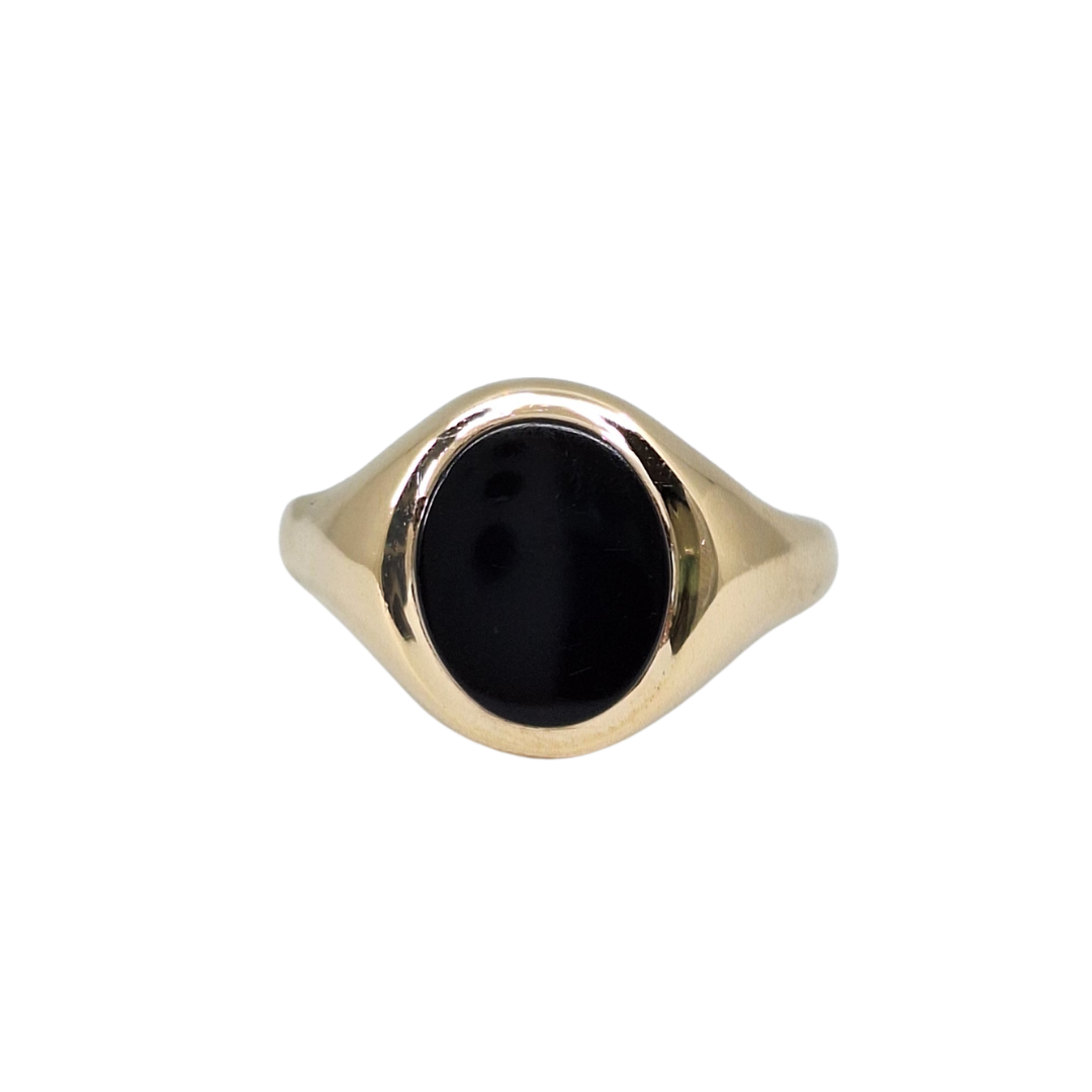 9ct Yellow Gold Oval Onyx Signet Ring