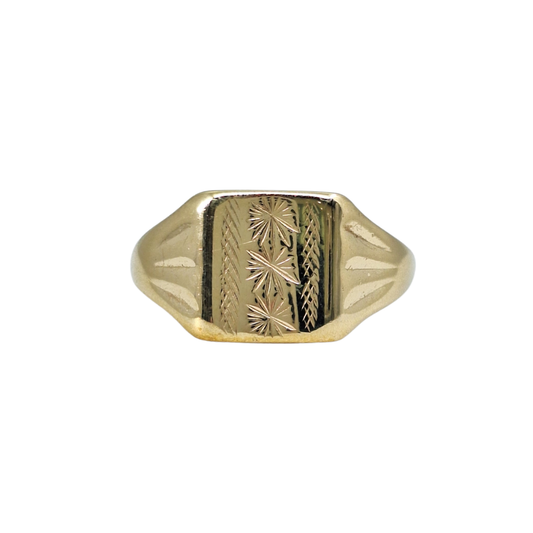 9ct Yellow Gold Engraved Signet Ring