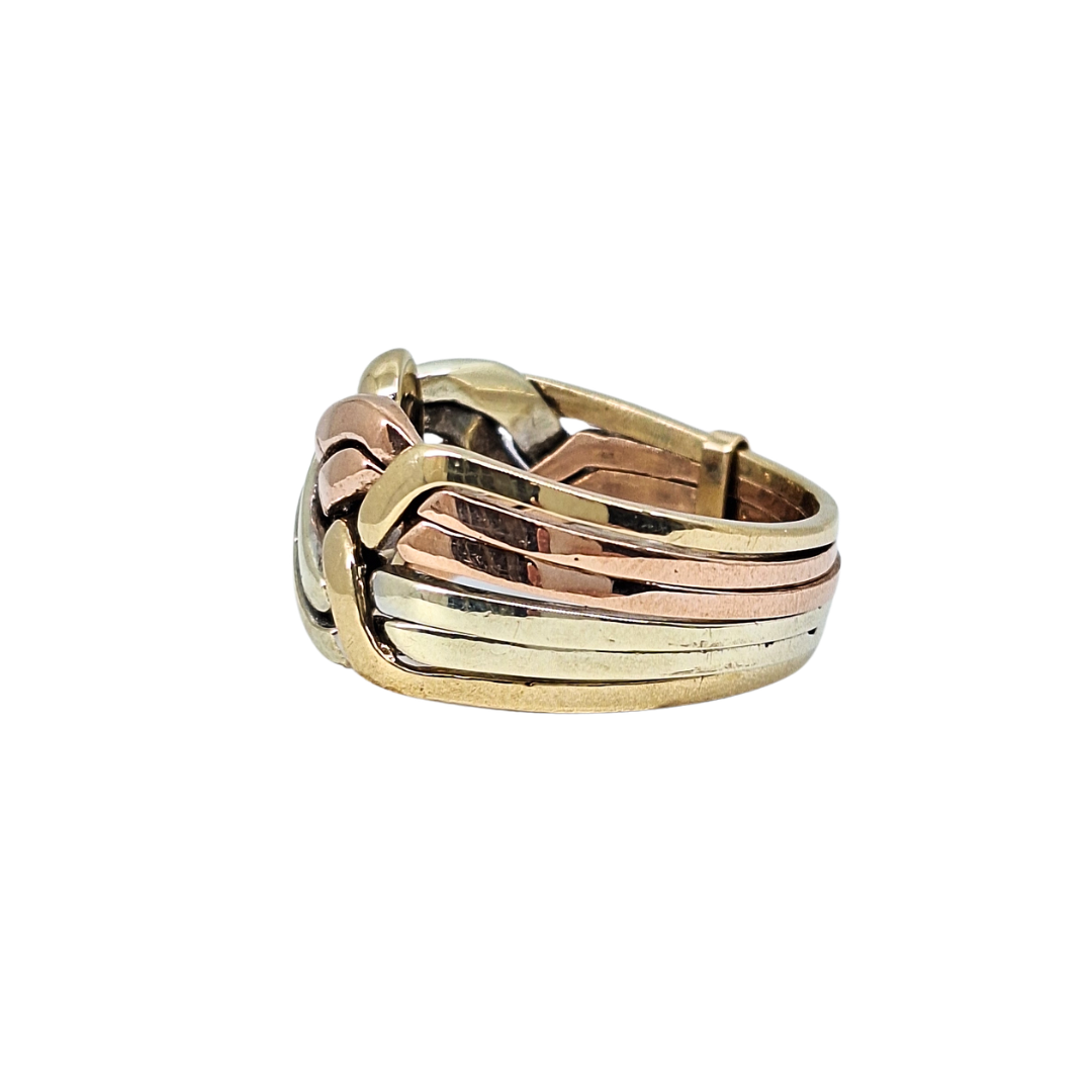 9ct 3 Colour Gold 6 Piece Puzzle Ring