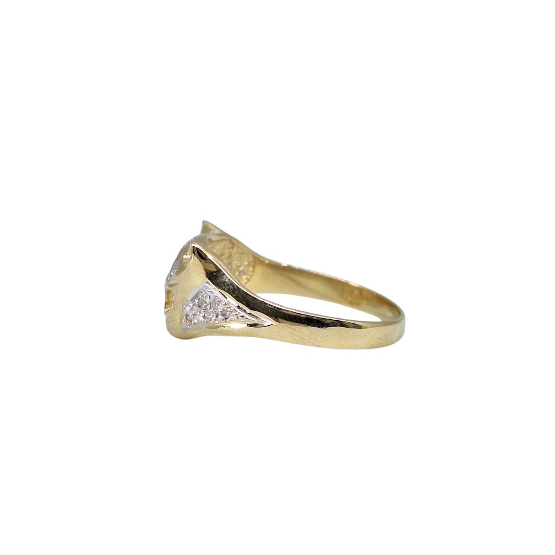 9ct Yellow Gold Ruby & Diamond Cat Ring