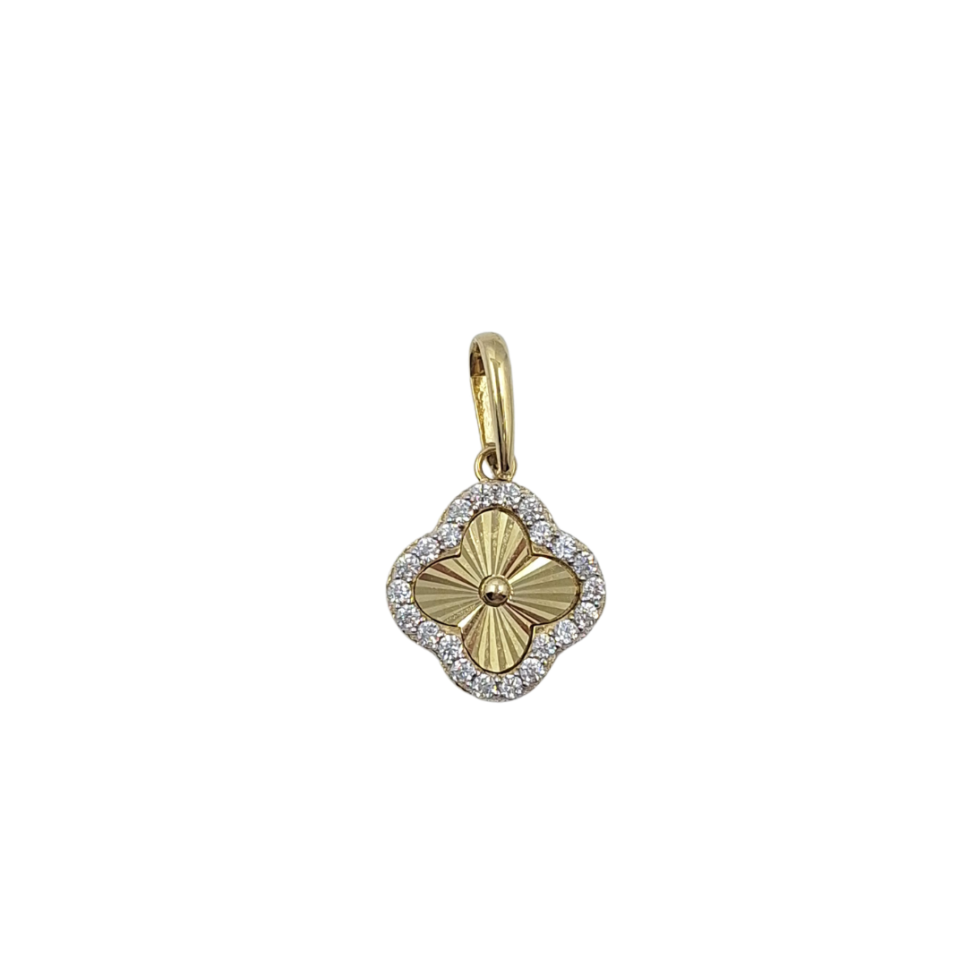 9ct Yellow Gold CZ Clover Pendant