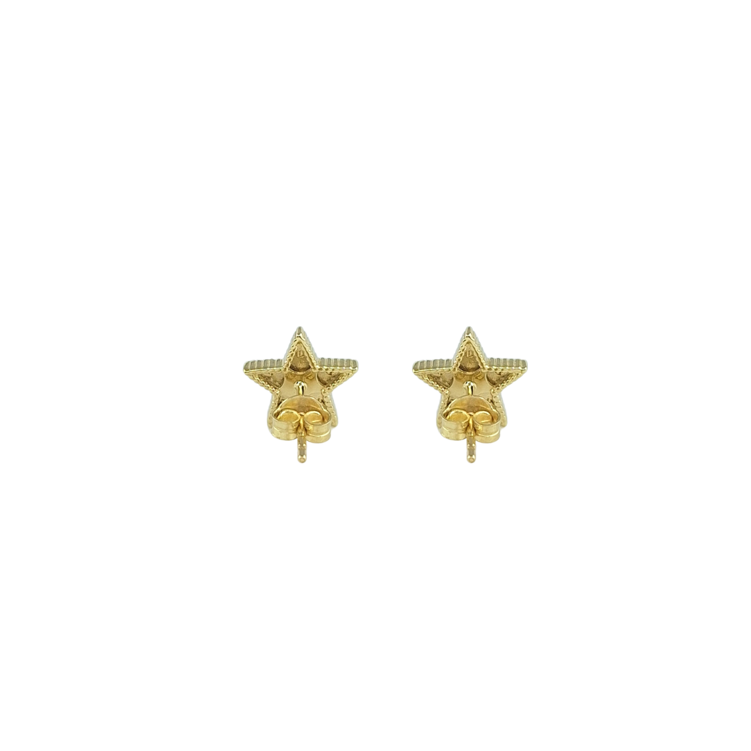 9ct Yellow Gold Diamond Cut Star Earrings