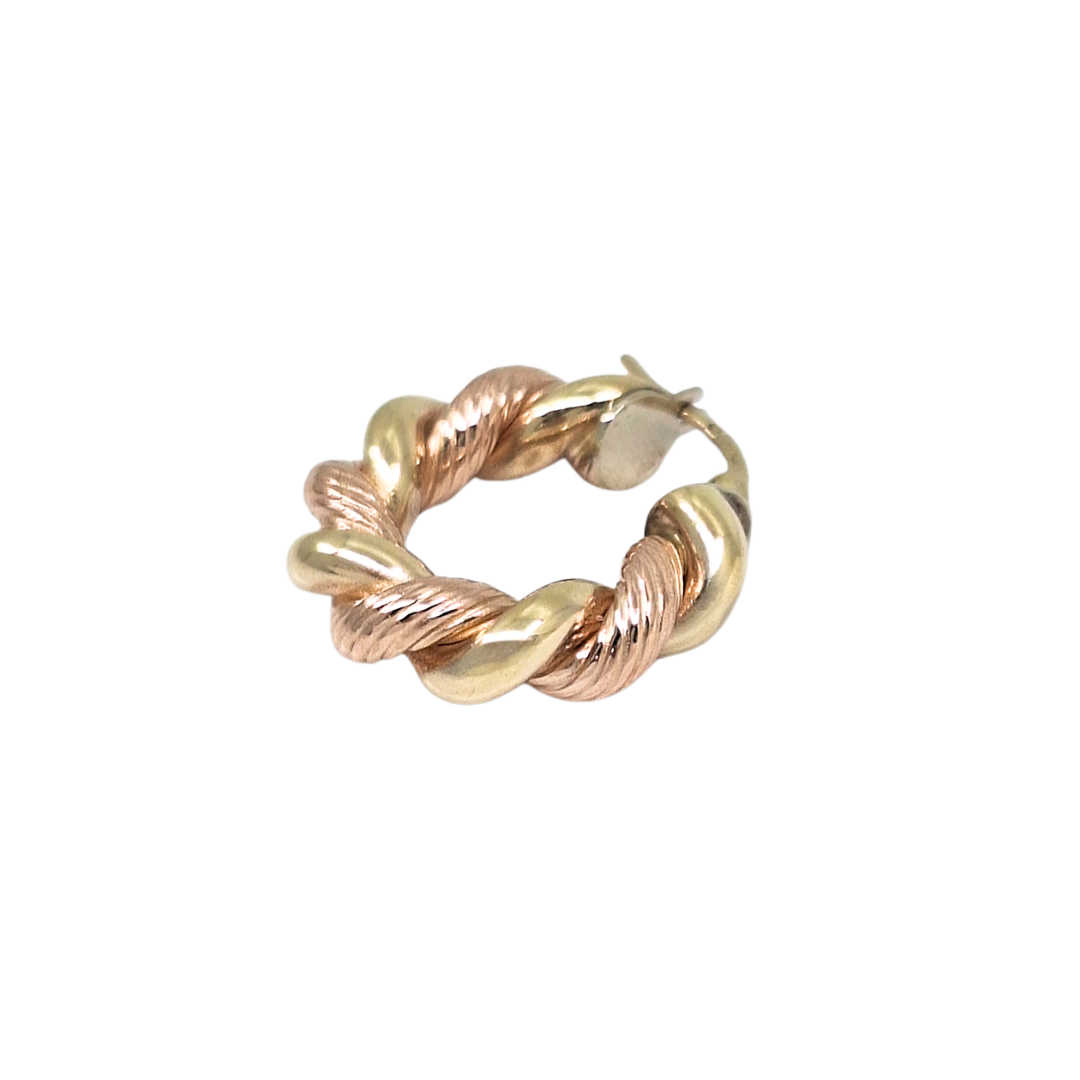 9ct Two Colour Gold Twist Hoops
