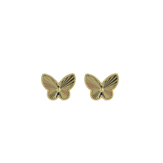 9ct Yellow Gold Diamond Cut Butterfly Earrings