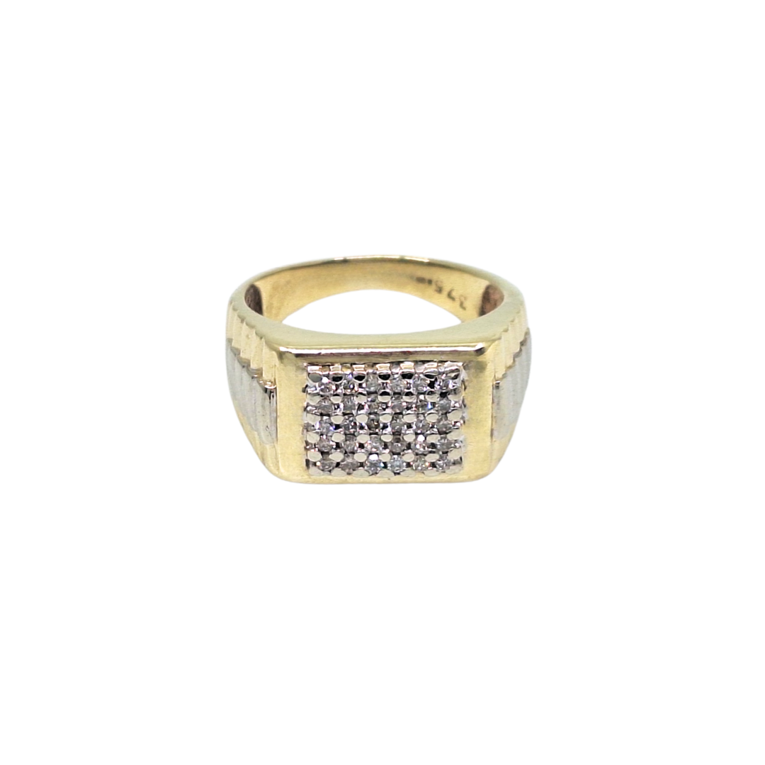 9ct Yellow Gold Diamond Signet Ring