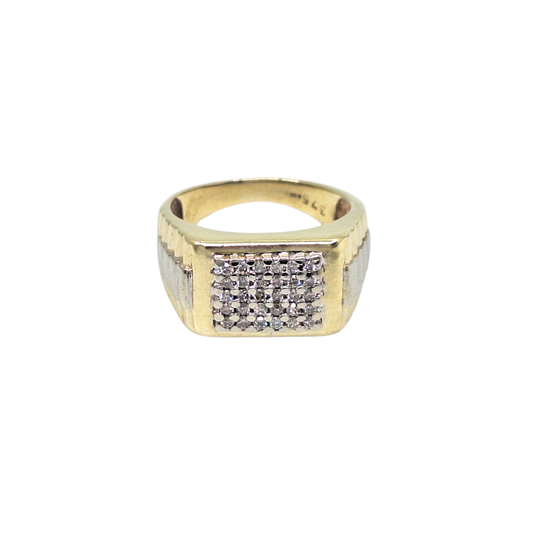 9ct Yellow Gold Diamond Signet Ring