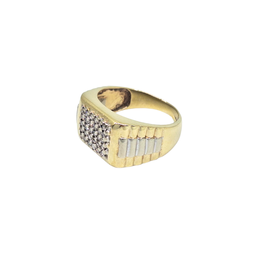 9ct Yellow Gold Diamond Signet Ring