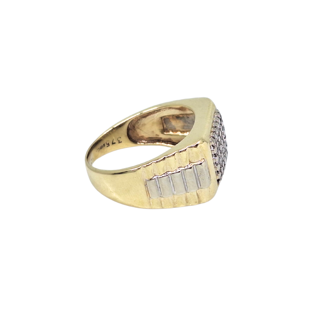 9ct Yellow Gold Diamond Signet Ring