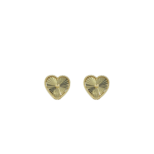 9ct Yellow Gold Diamond Cut Heart Earrings