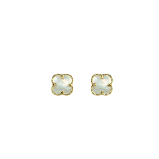9ct Yellow Gold MOP Clover Stud Earrings