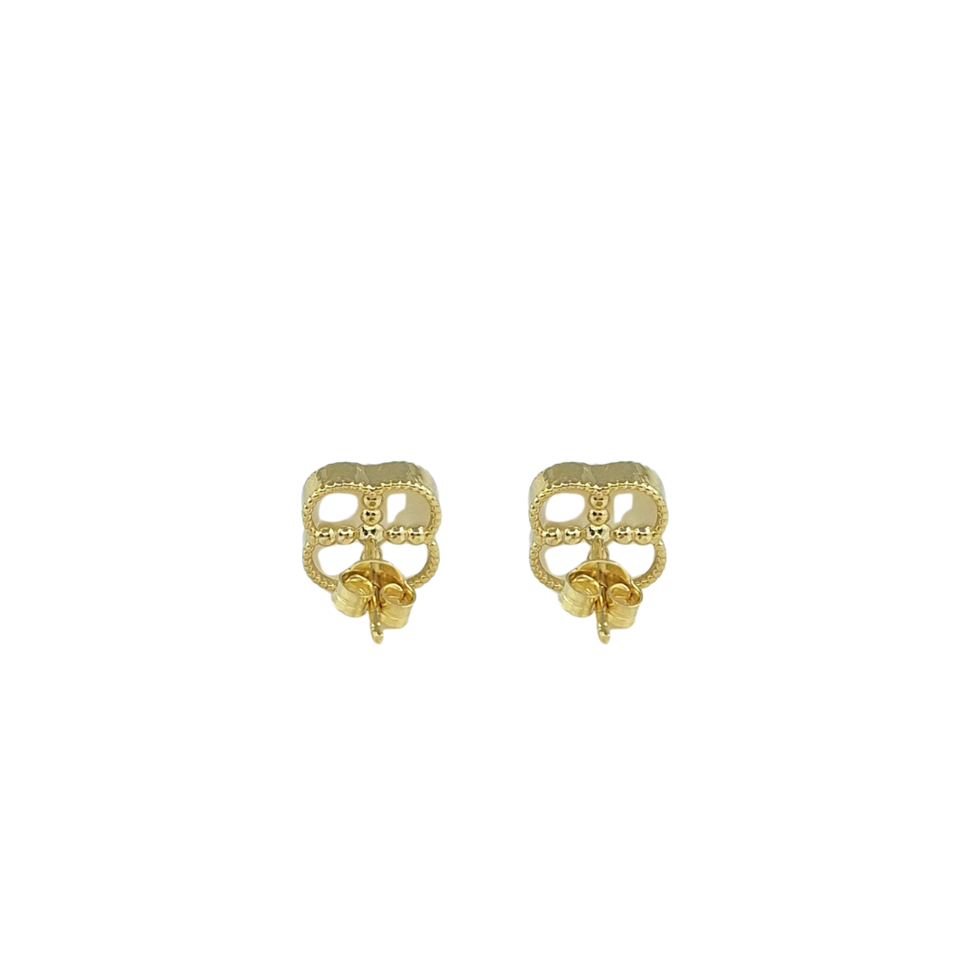 9ct Yellow Gold MOP Clover Stud Earrings
