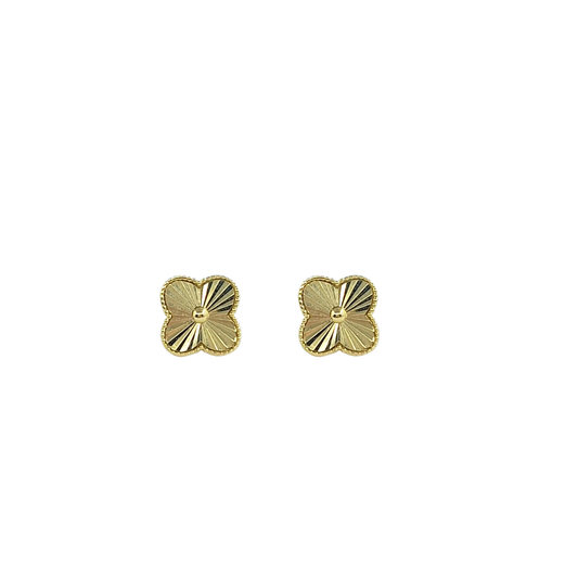 9ct Yellow Gold Diamond Cut Clover Earrings