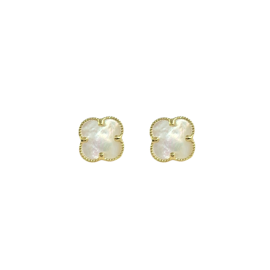 9ct Yellow Gold MOP Clover Stud Earrings