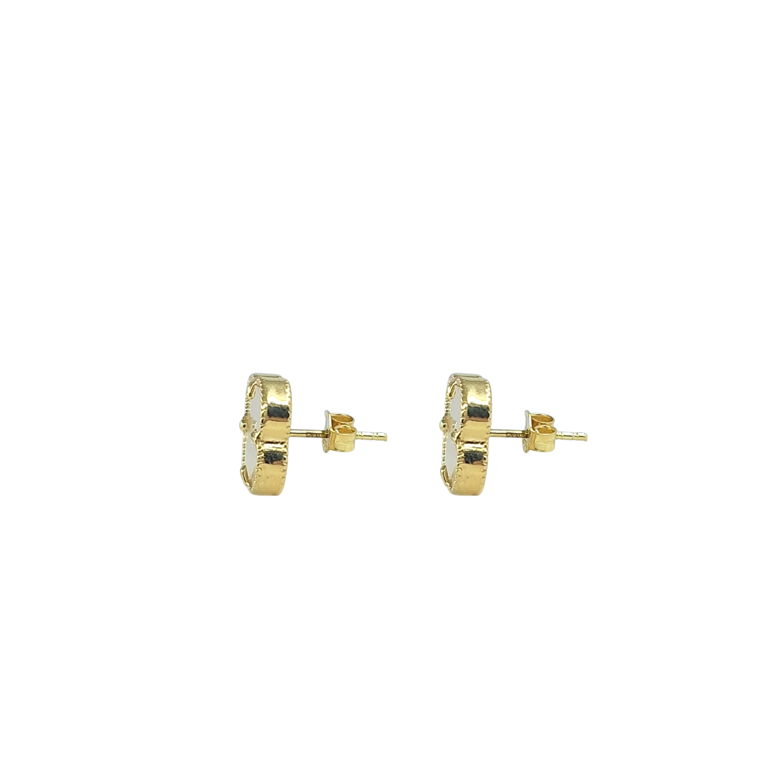 9ct Yellow Gold MOP Clover Stud Earrings