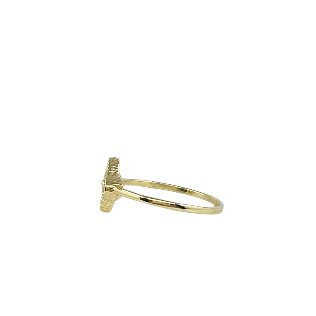 9ct Yellow Gold Diamond Cut Clover Ring