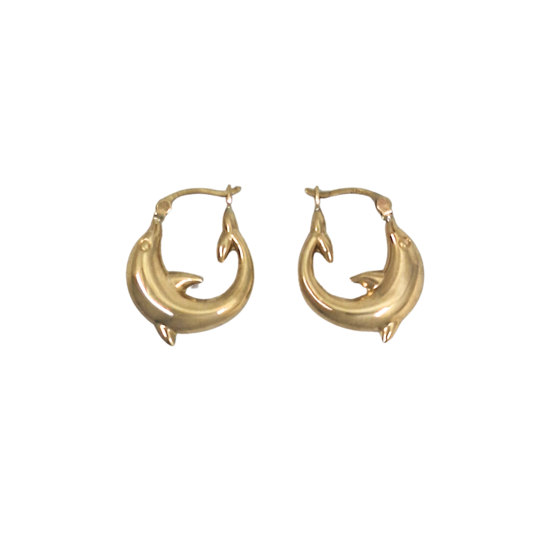 9ct Yellow Gold Dolphin Creole Earrings