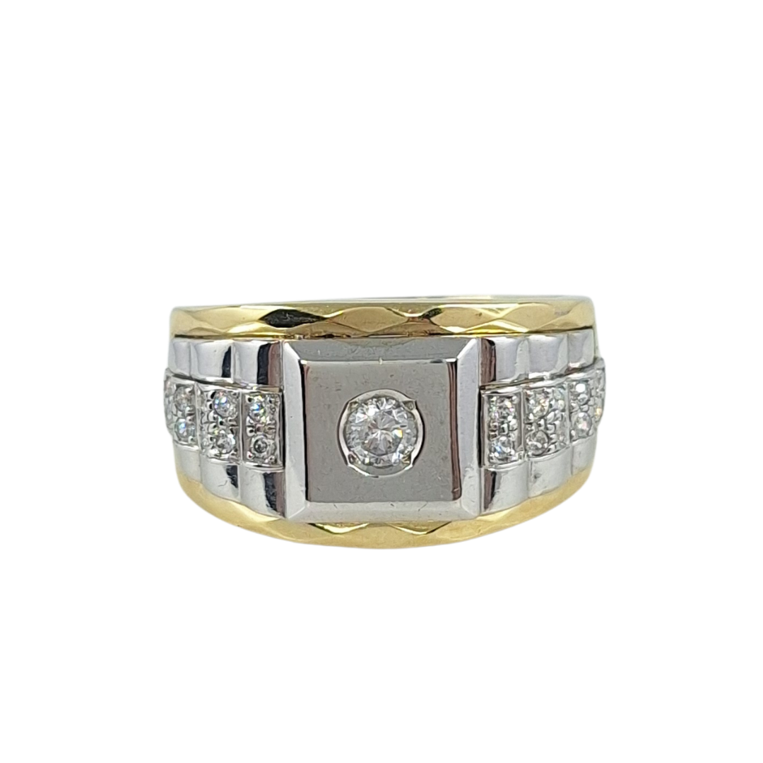 9ct Yellow Gold Cz Rolex Style Ring