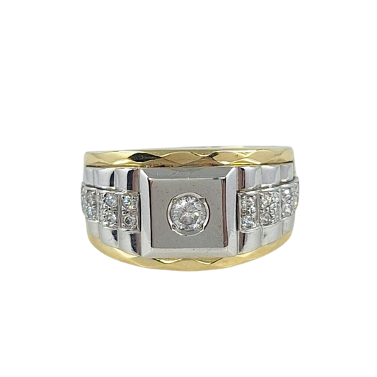 9ct Yellow Gold Cz Rolex Style Ring