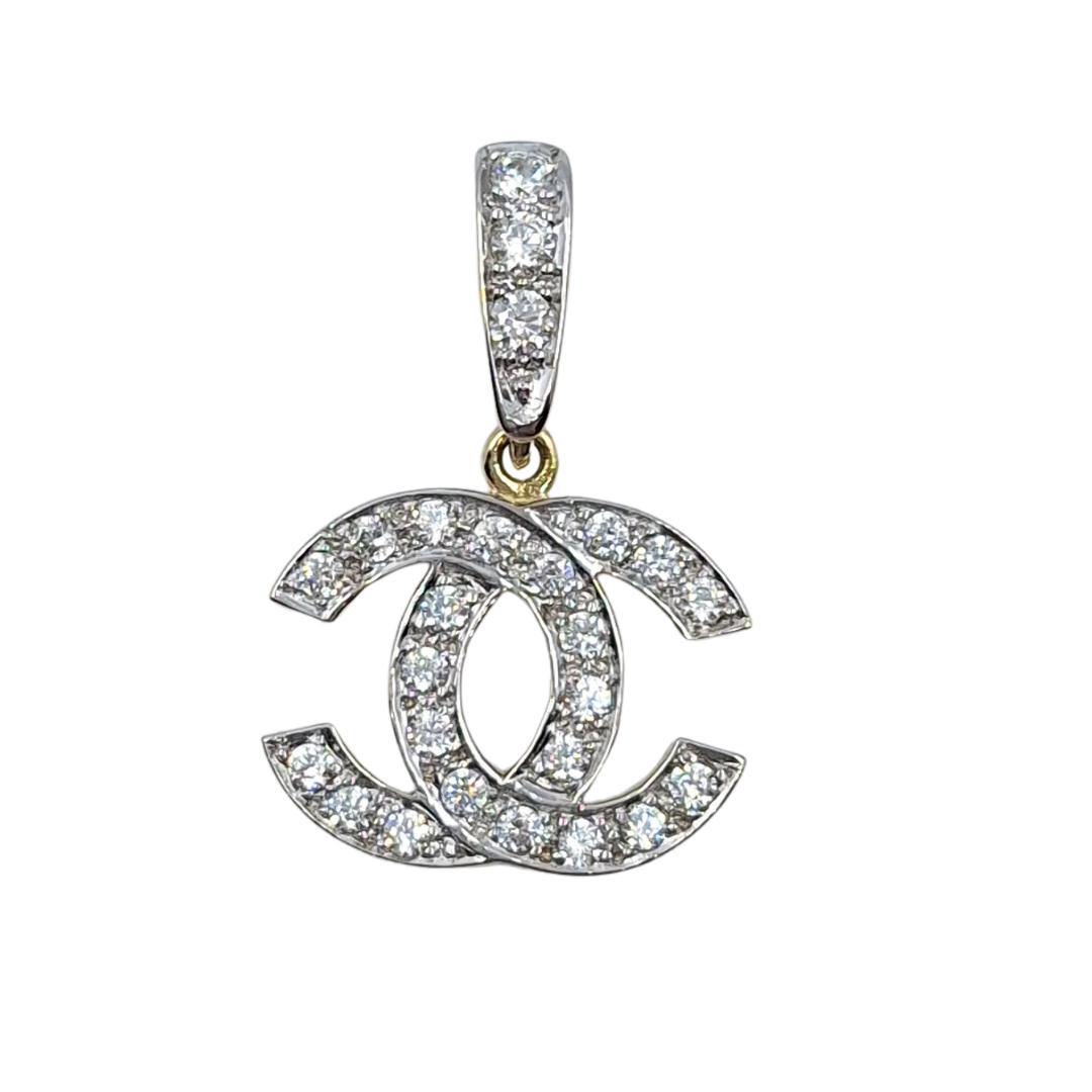 9ct Yellow Gold CZ CC Pendant
