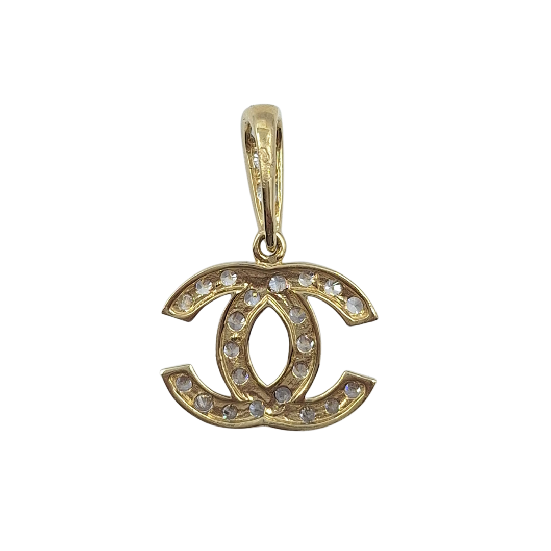 9ct Yellow Gold CZ CC Pendant