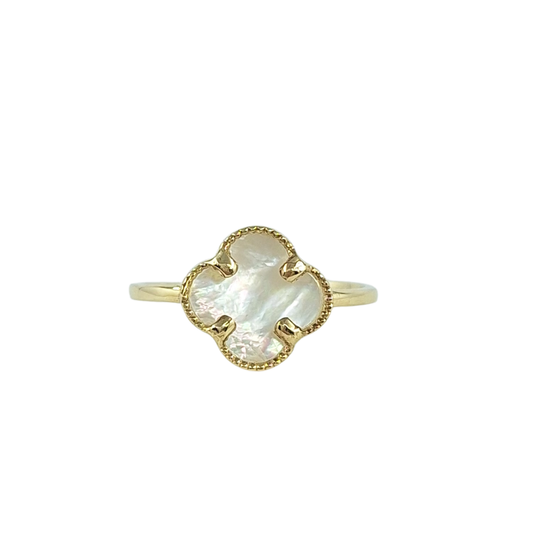 9ct Yellow Gold MOP Clover Ring