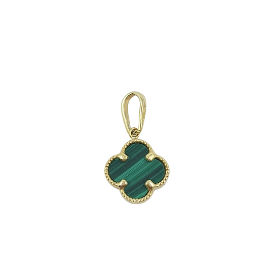 9ct Yellow Gold Malachite Clover Pendant