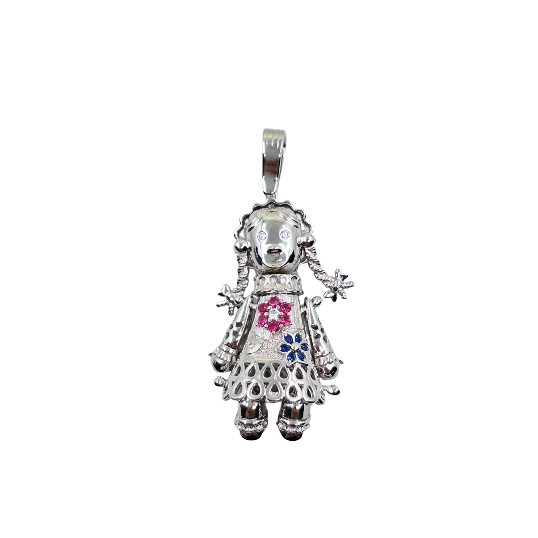 Silver Cubic Zirconia Ragdoll Pendant