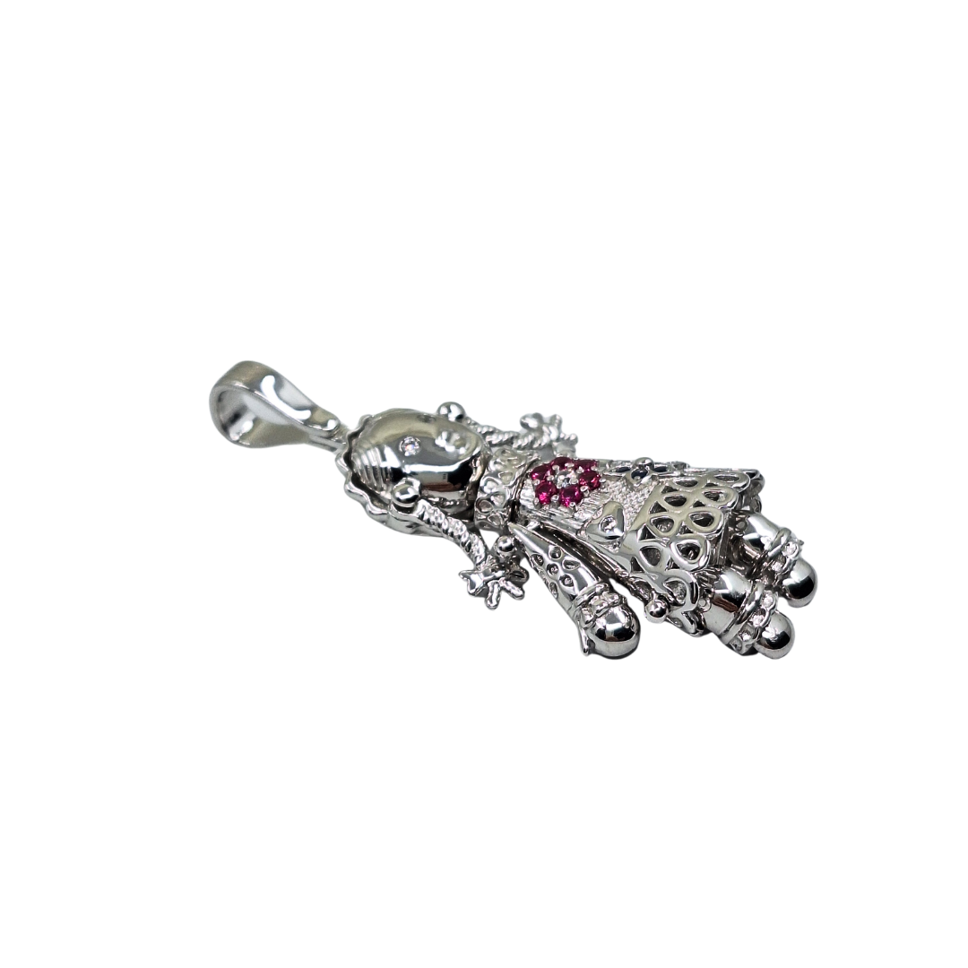 Silver Cubic Zirconia Ragdoll Pendant