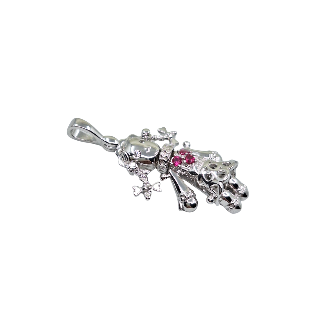 Silver Pink Cubic Zirconia Doll Pendant
