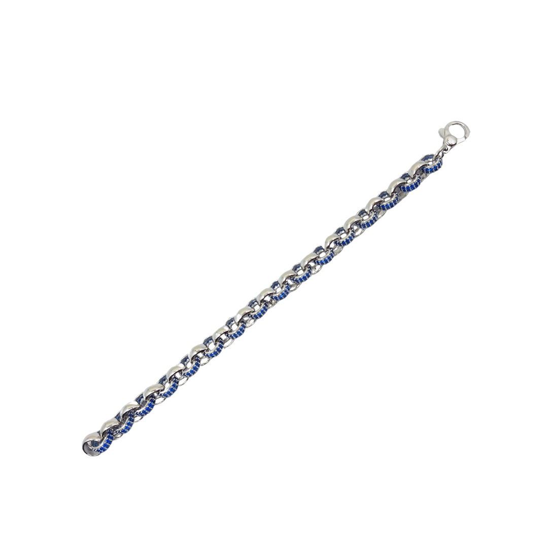 Silver Blue Cubic Zirconia Baby Belcher Bracelet
