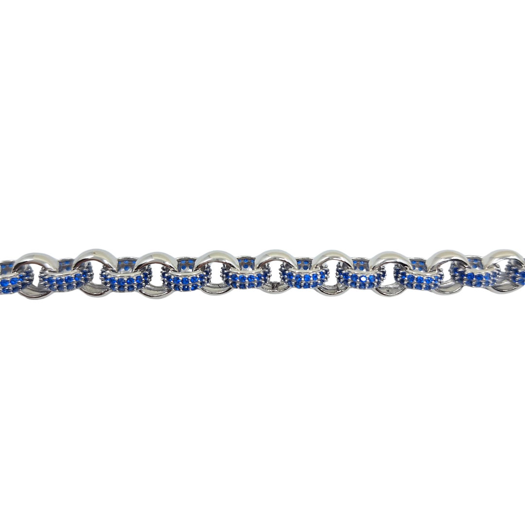 Silver Blue Cubic Zirconia Baby Belcher Bracelet