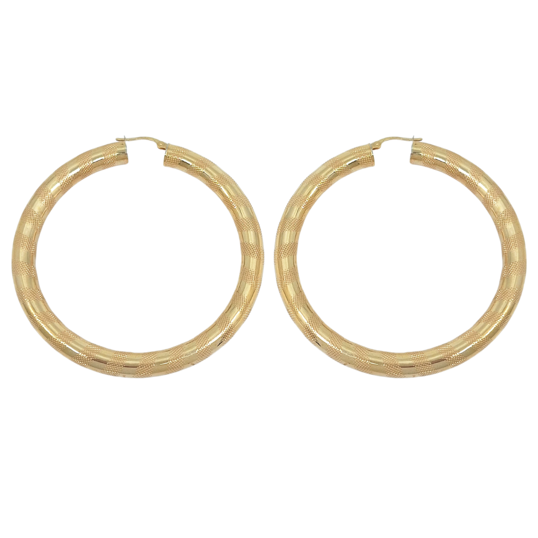 9ct Yellow Gold Large Pattern Hoops