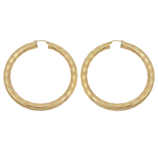 9ct Yellow Gold Large Pattern Hoops