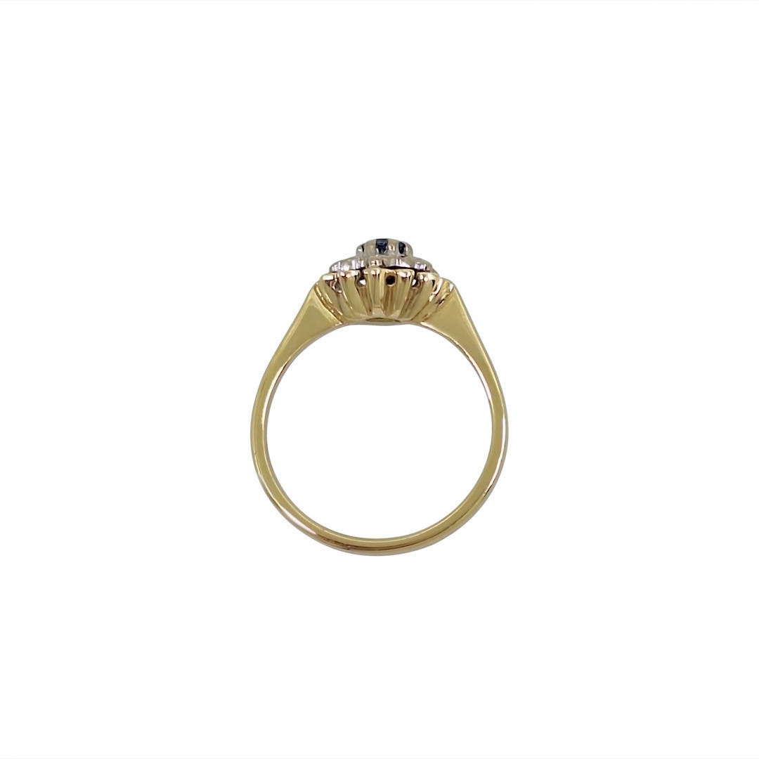18ct Yellow Gold Sapphire & Diamond Cluster Ring