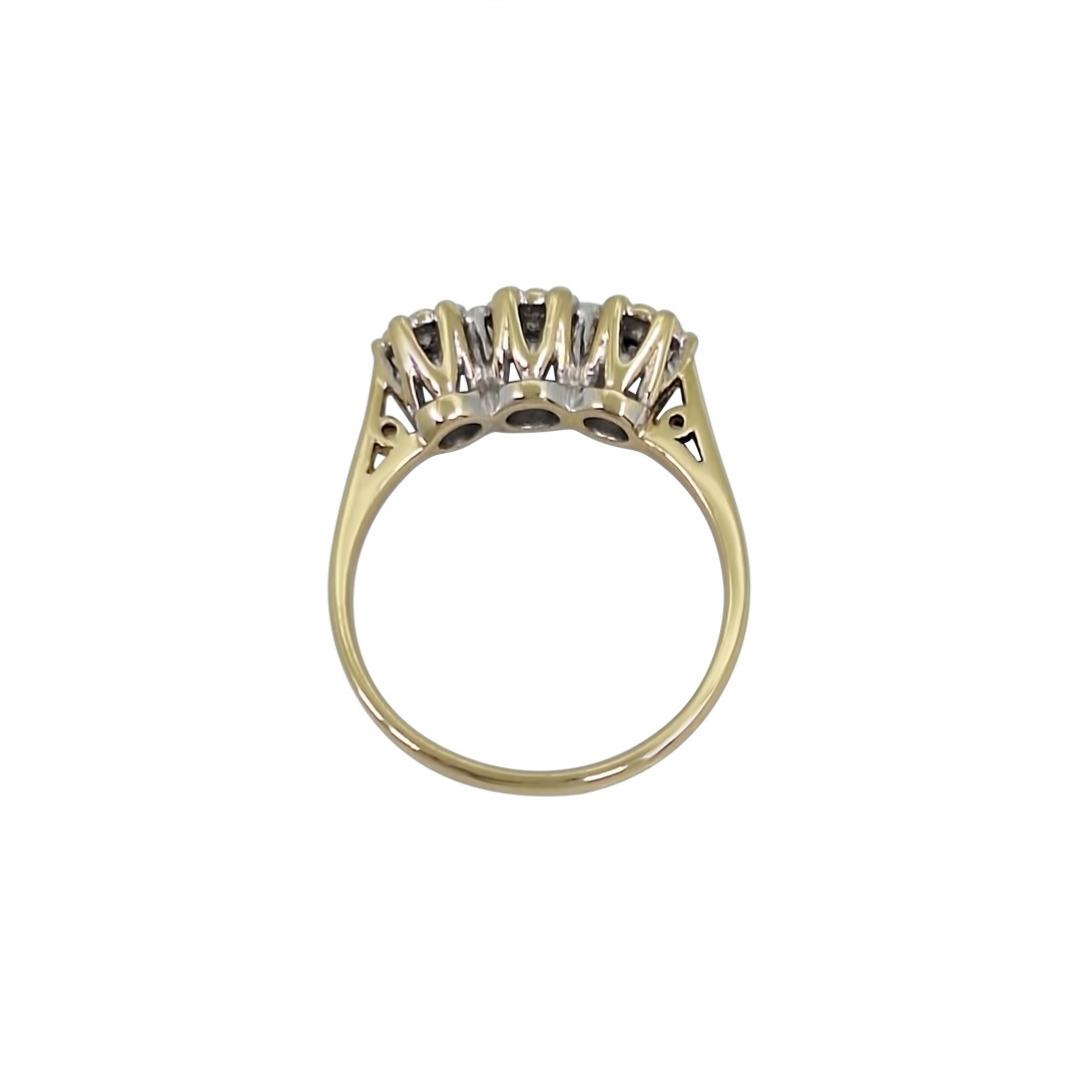 9ct yellow Gold Three Stone Diamond Illusion Set Ring